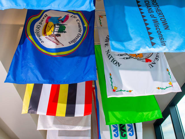 12 Tribal Nations flags of Wisconsin to hang permanently in Davies Student Center