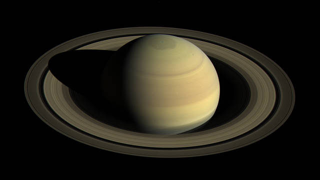 This image of Saturn's northern hemisphere was taken by Saturn's wide-angle camera at a distance of 1.9 million miles. (Photo credit: NASA)