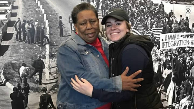 Nursing student Lindsey Kramer meeting Joanne Bland, a freedom fighter in Selma, Alabama, who is still active in the fight for civil rights today.