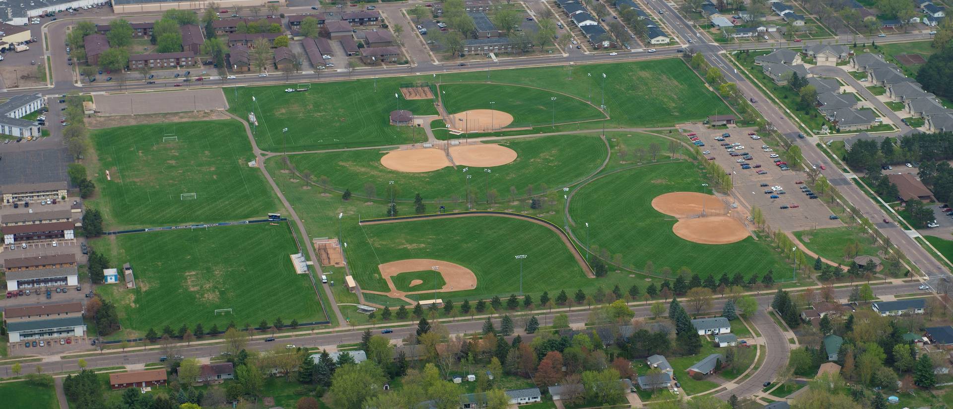 Aerial view of Bollinger Fields