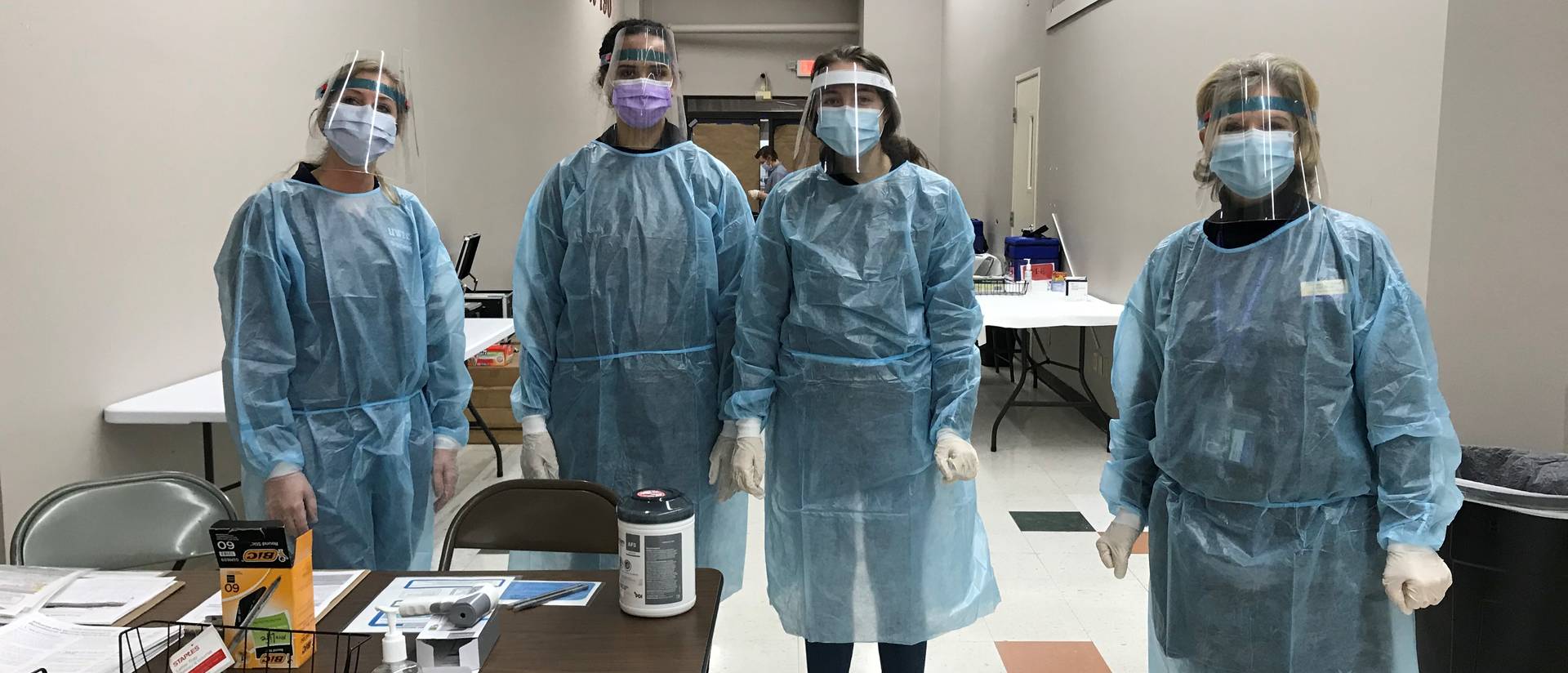 Student nurses help at flu clinic