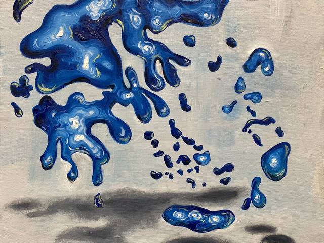 abstract blue oil painting