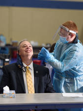 Chancellor Schmidt having antigen testing done