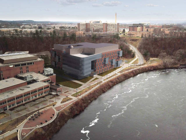 Artist's rendering of aerial view of new Science and Health Sciences Building