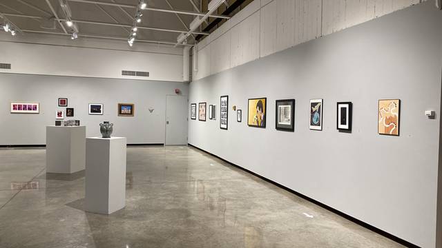 Installation view of the 64th annual juried student art show in the Foster Gallery