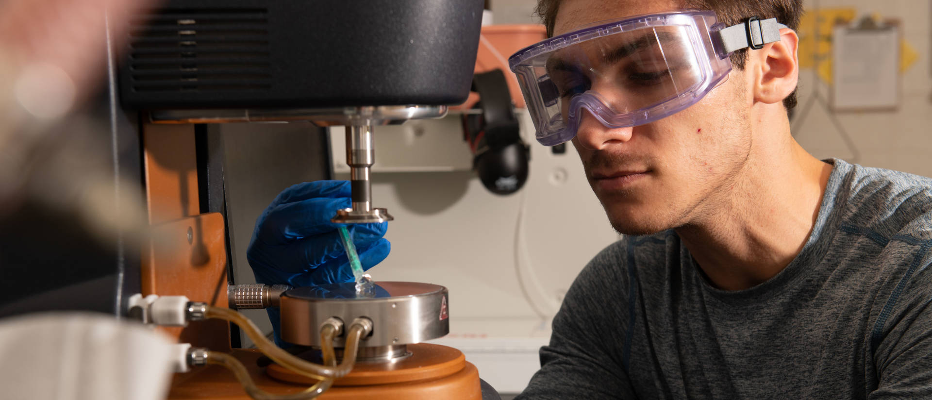 Materials science student working in a lab