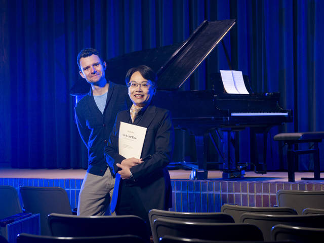 B.J. Hollars (left) and Chia-Yu Hsu are working together to create a song commissioned by the San Francisco Choral Society. The chorus will premiere the piece, “To a Lost Year,” during its concerts April 29-30 in California.