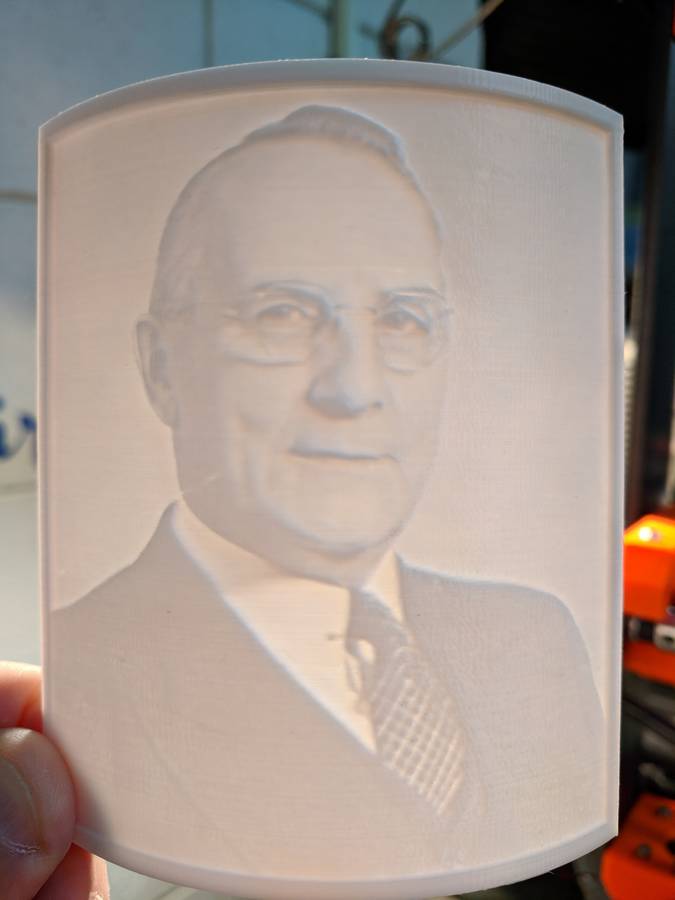 Makerspace 3D Printed Lithophane of Harvey Schofield.