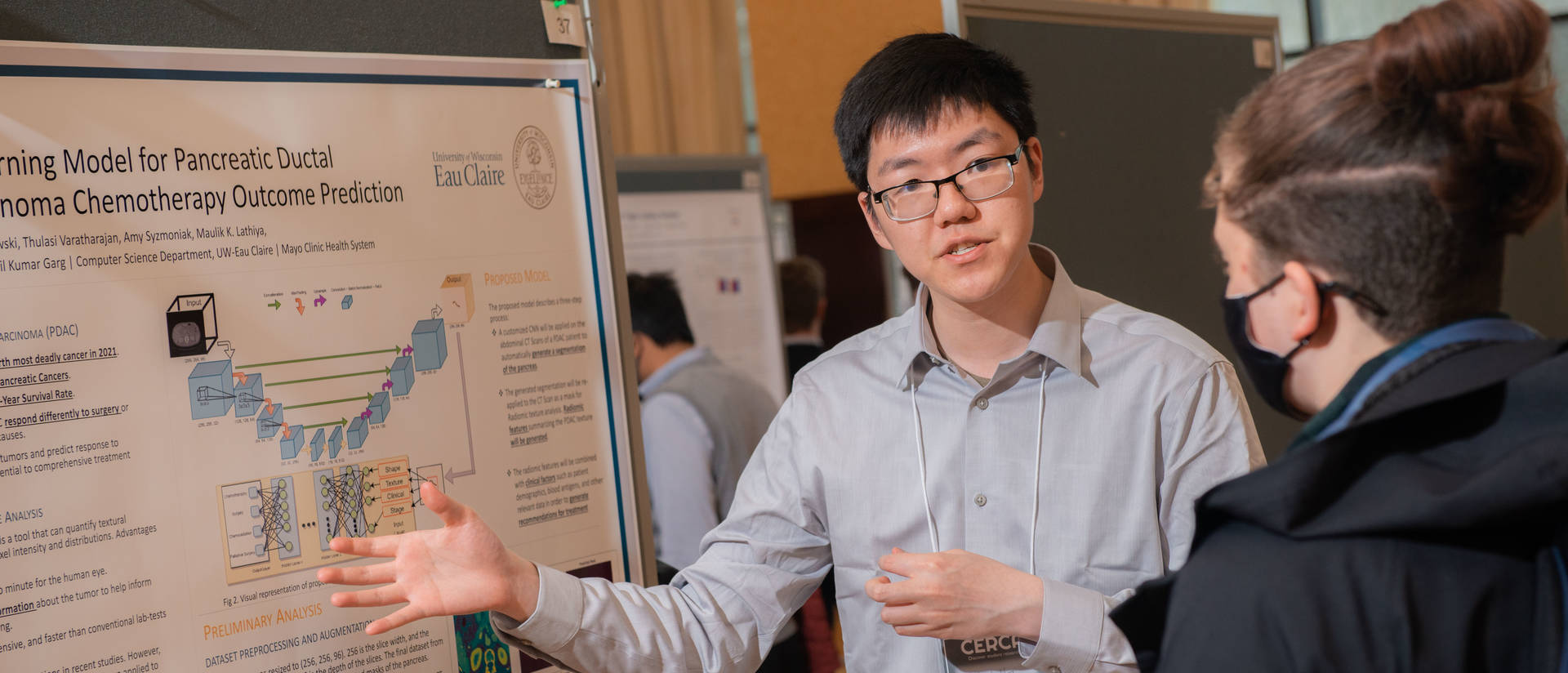 Student presents their research poster at the Celebration of Excellence in Research and Creative Activity.