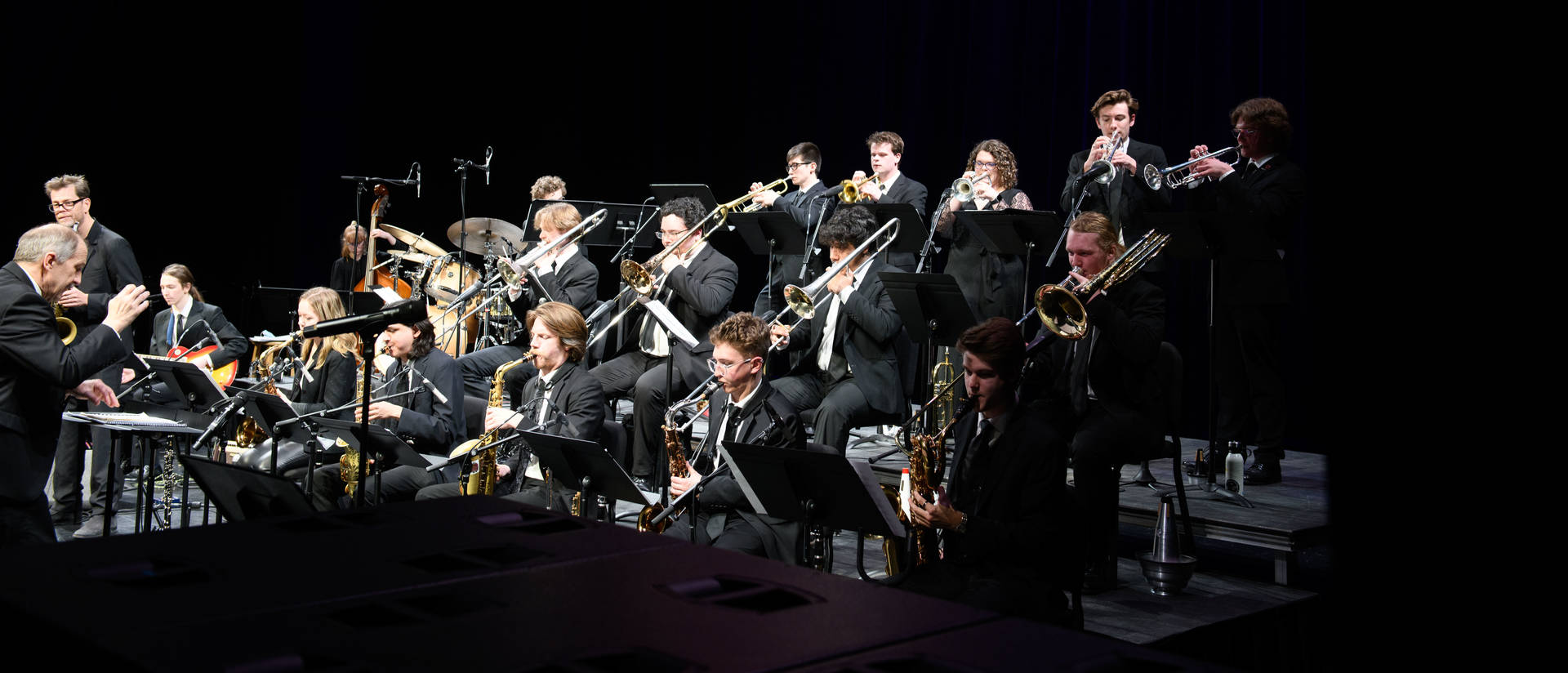 Students perform on stage at Jazz Festival
