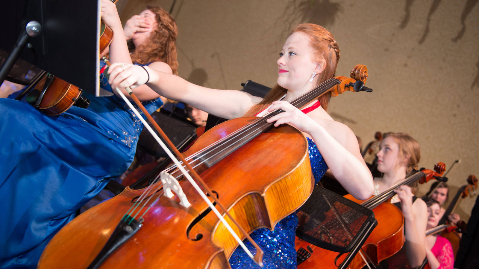 A cellist playing in an ensemble at the Viennese Ball at UW-Eau Claire