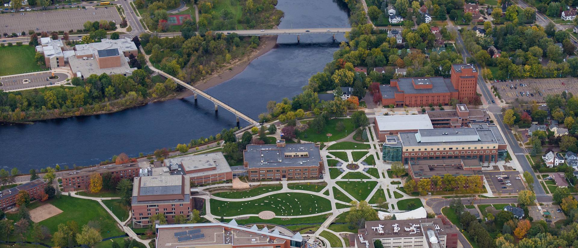 Aerial view of lower UW-Eau Claire campus