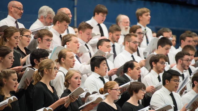 UW-Eau Claire choral section during the annual Holiday Concert.