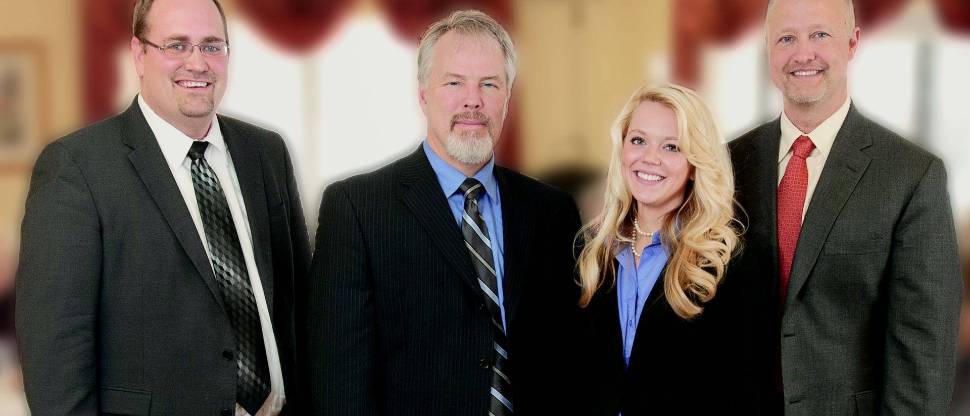 Chris Krebsbach, Doug Olson, Kelsey Callahan and David Mills represent the close connections between UW-Eau Claire’s health care administration program and Golden Living.