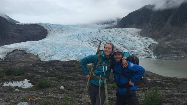 Lauren Stepanik with a friend in Alaska