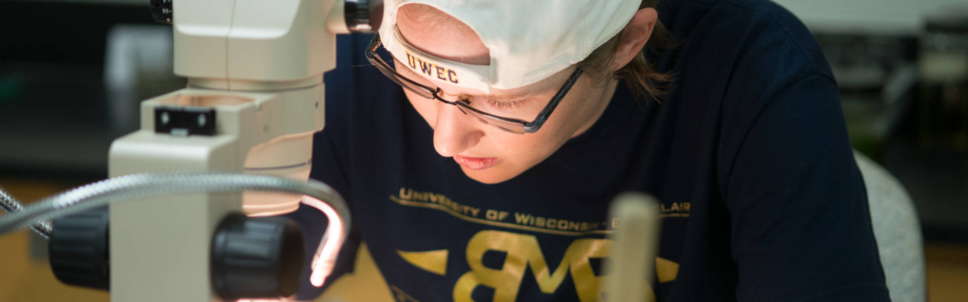 UWEC professor and student working in materials science lab