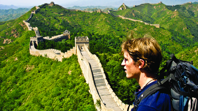 UWEC student at the Great Wall of China