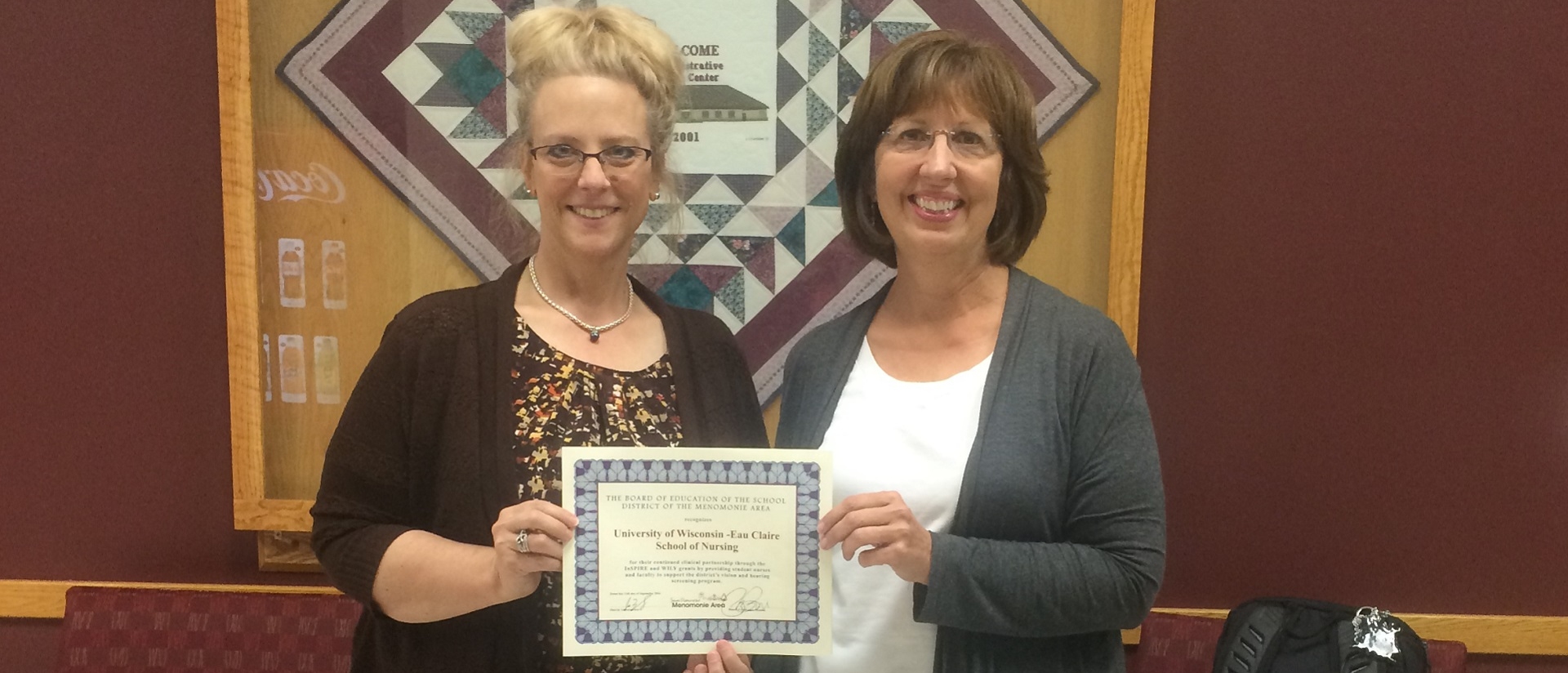 Menominee School District commendation for UW-Eau Claire Nursing