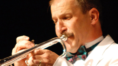 Robert Baca playing trumpet