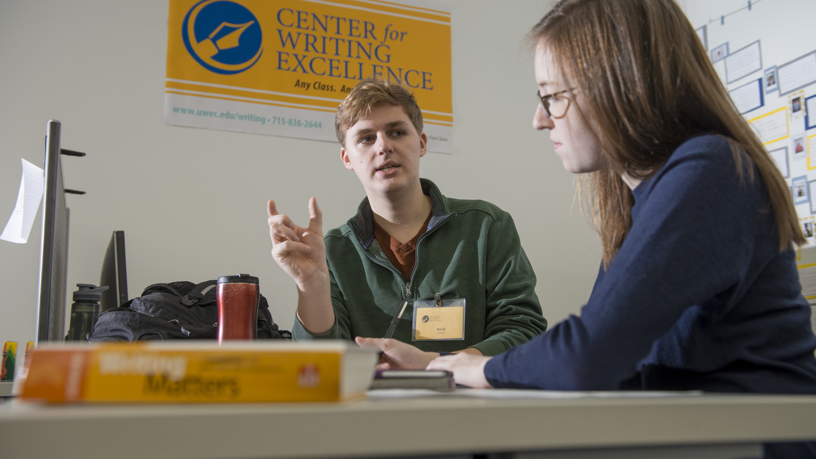 Student and tutor in the Center for Writing Excellence