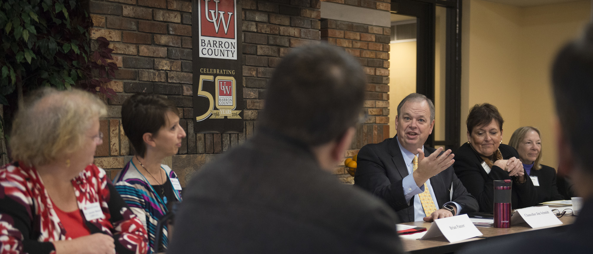 Chancellor during visit to UW-Barron County