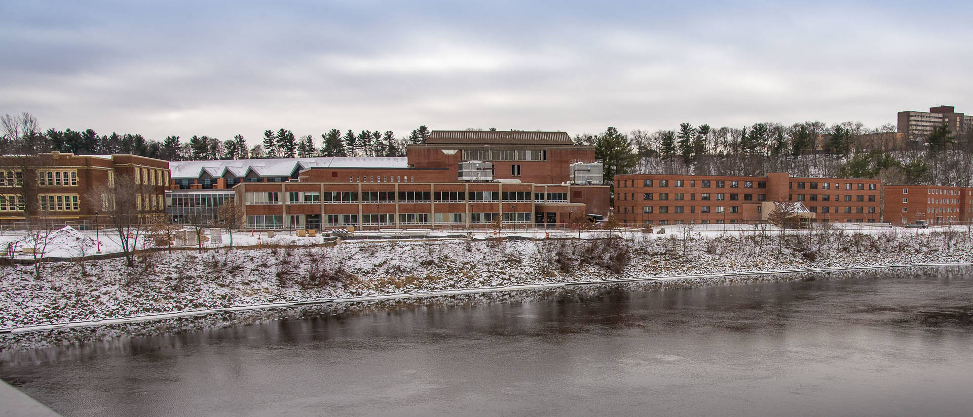 View of Chippewa River and campus from the footbridge